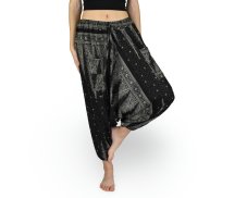 Harémové kalhoty aladin MAERA, černé, paví oka, pruh vpravo, II. jak