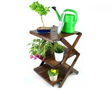 Dřevěný odkládací stolek Levy Triple tmavý 70 cm