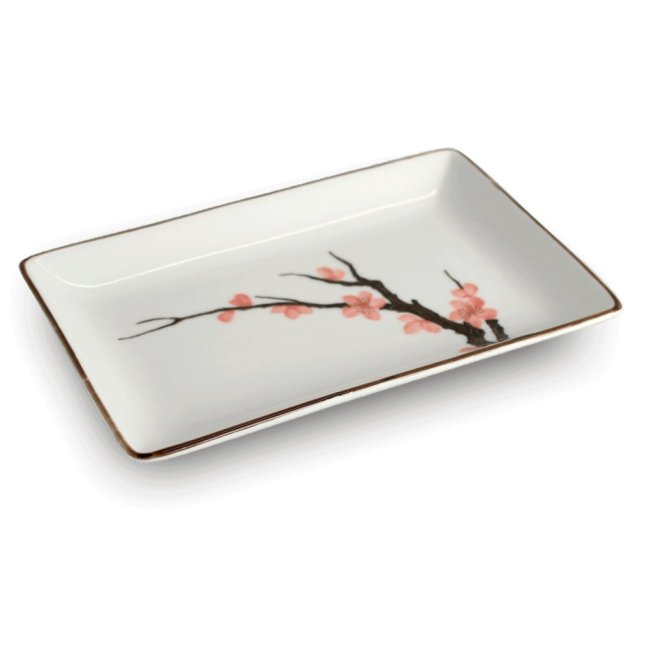 Porcelánový talíř na sushi Sakura 20,5 x 13 cm