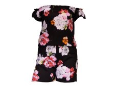 Overal kraťasy Jalia, květy, černý