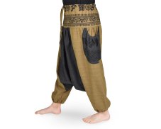Harémové kalhoty aladin PATHA DUO, šedo - hořčicová