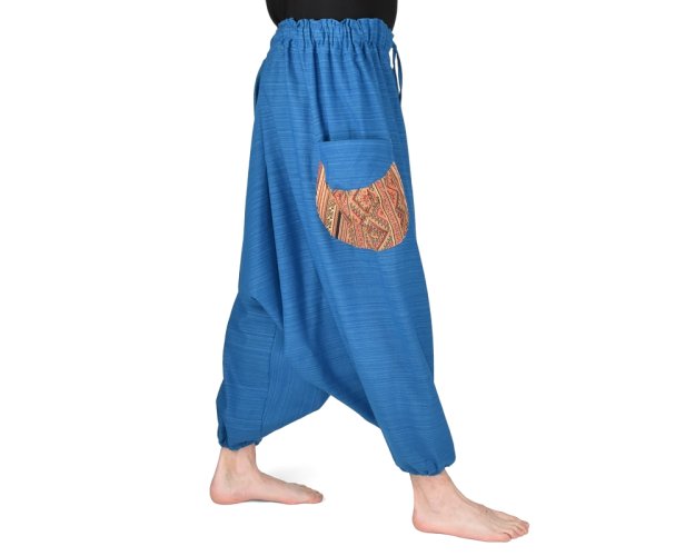 Harémové kalhoty aladin WUAR, modré, široká pasovka