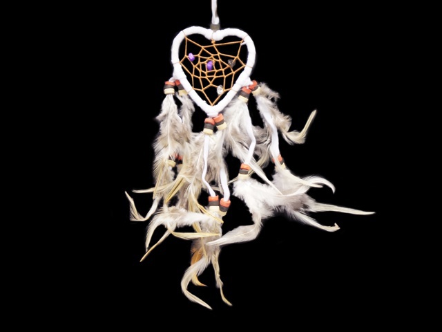 Lapač snů Heart 7 cm bílý