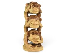 Dřevěná soška Tři moudré opice 40 cm - var. B - dvoubarevná