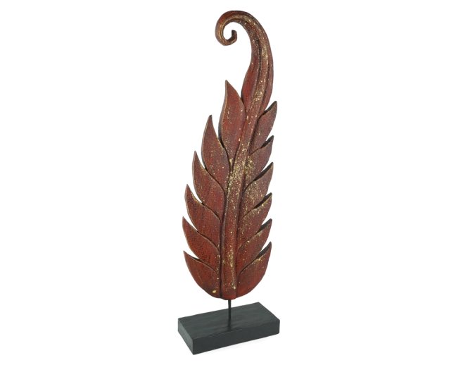 Dřevěná dekorace Twisted Leaf červená levá - velká