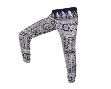 Kalhoty Joga WIN , bavlna,  modré, bílé ornamenty