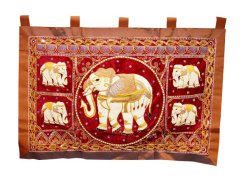 Nástěnný obraz Elephant, flitry, oranžový, červený podklad