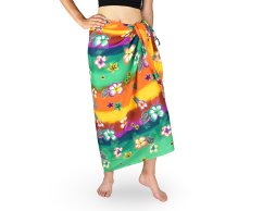Sarong - Pareo REN, duha s květy, zelená, II. jakost