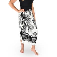 Sarong - Pareo BUN, hlava slona, bílo-černý