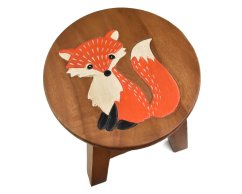 Stolička dřevěná dekor liška - II. jakost