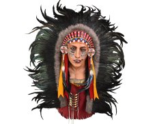 Závěsná dekorace Indiánská náčelnice s čelenkou 120 cm - var. B