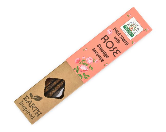 Indické vonné tyčinky Namaste India - Palo Santo s růží Indické vonné tyčinky Namaste India - Palo Santo s růží