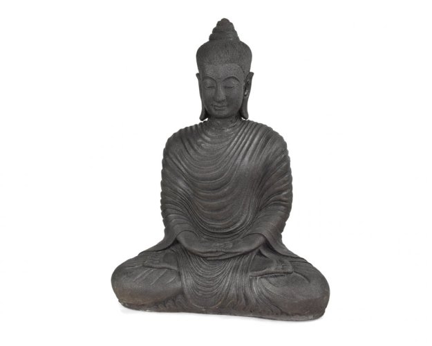 Socha beton Buddha meditující černý 61 cm var. C