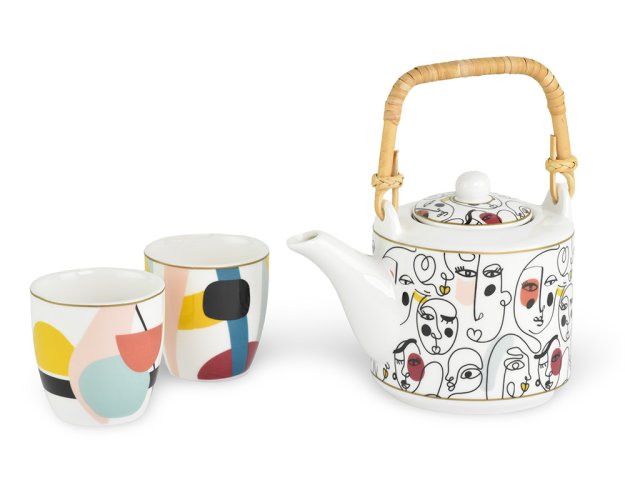 Porcelánová čajová souprava Modernism 3 ks
