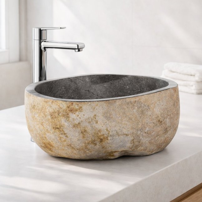 Umyvadlo říční kámen 32 x 31 cm, var. B