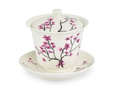 Porcelánový zhong/gaiwan Cherry Blossom, bílá, dekor sakura, 120 ml