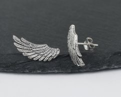 Stříbrné náušnice puzety - Křídla