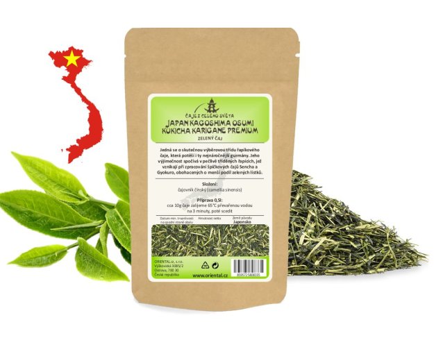 Zelený čaj Japan Kagoshima Osumi Kukicha Karigane Premium - Gramáž čaje: 200 g