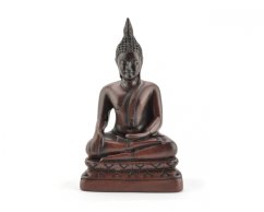 Osvícený Buddha, pryskyřice, světlý 13,5 cm