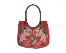 Taška menší Solada, červená, sloni