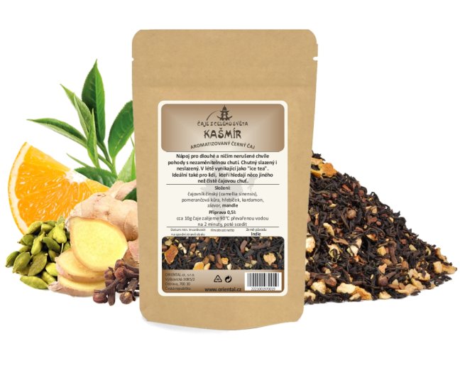 Černý aromatizovaný čaj Kašmír - Gramáž čaje: 200 g