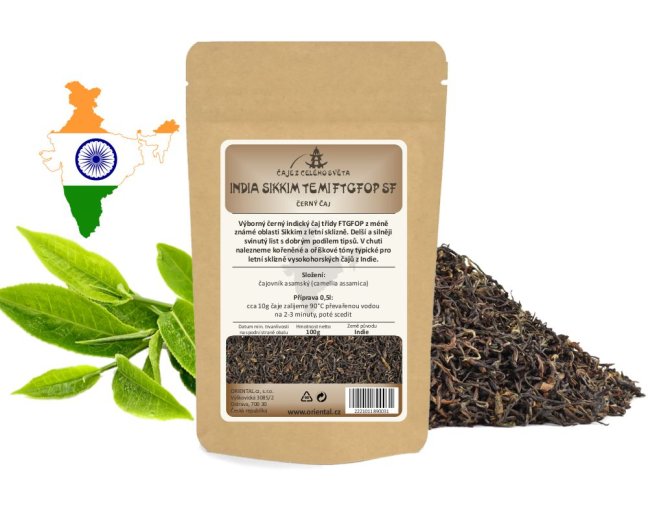 Černý čaj India Sikkim Temi FTGFOP SF - Gramáž čaje: 100 g