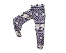 Kalhoty Joga WASTE, fialové, bílí sloni