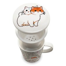 Porcelánový hrnek Royal Tea se sítkem bílé kočky II. jakost