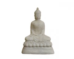 Betonová socha Buddha Dhyana Mudra podstavec malý světlý 38 cm