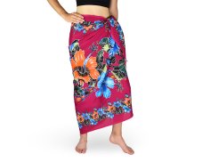 Sarong - Pareo REN, multicolor ibišek, růžová, II. jakost