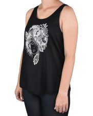 Dámské tílko YOGEE, černé, dívka s květy