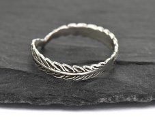 Stříbrný prsten Pírko ancient