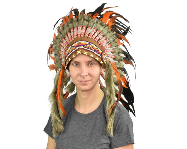 Indiánská čelenka oranžovočerná var. C