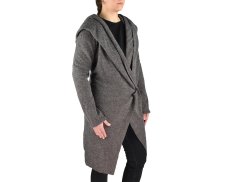 Kardigan JUNTA, kapuce s ozdobou, hnědý