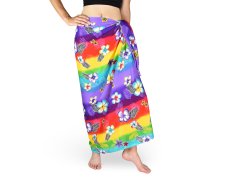 Sarong - Pareo REN, duha s květy, fialová