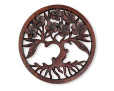 Závěsná dřevěná dekorace Strom života tmavá - 30 cm - var. A