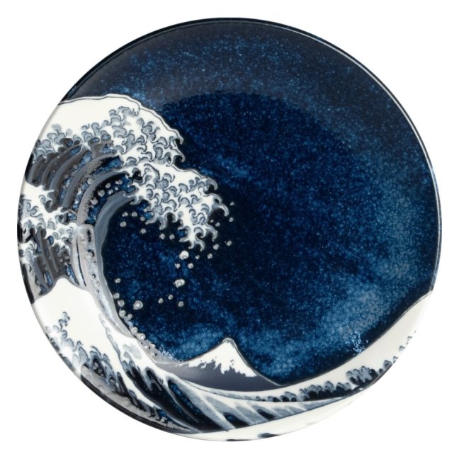 Japonský keramický talíř Hokusai modrý 25 cm