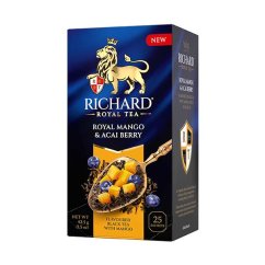 Černý aromatizovaný čaj Richard Royal Mango & Acai Berry (25 sáčků) 42,5 g