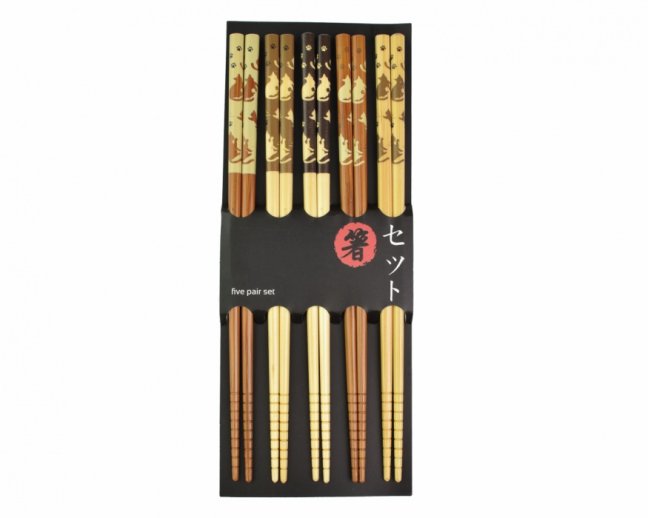 Čínské jídelní hůlky Kočky 5ks dřevo kulaté 22,5 cm