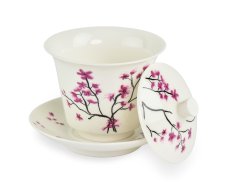 Porcelánový zhong/gaiwan Cherry Blossom, bílá, dekor sakura, 120 ml