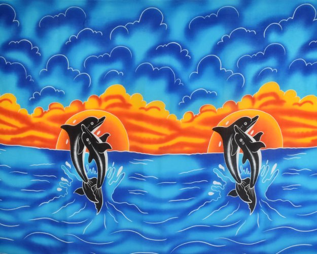 Sarong - Pareo VERADIS, modrý, delfíni, II. jakost