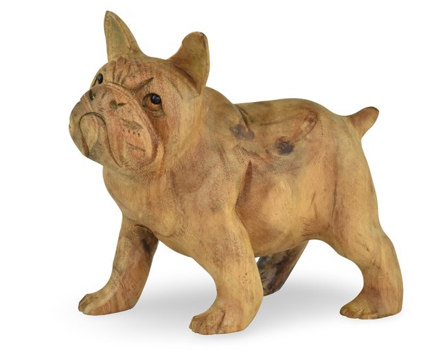 Dřevěná soška Bulldog 18 cm - varianta D