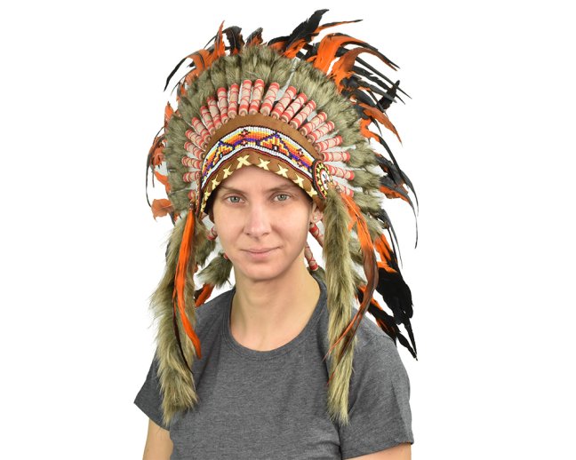 Indiánská čelenka oranžovočerná var. C