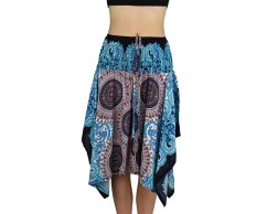 Sukně krátká TUNDE, mandala trojzubec, modro-červená