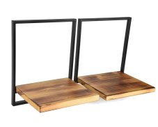 Sada dřevěných nástěných polic s kovovým rámem Everly 2 ks - opálené dřevo