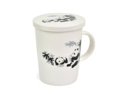 Porcelánový hrnek Royal Tea se sítkem bílý Panda