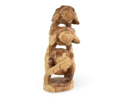 Dřevěná soška Tři moudré opice 40 cm - var. C - dvoubarevná