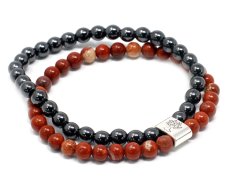 Náramek dvojitý magnetický, jaspis červený