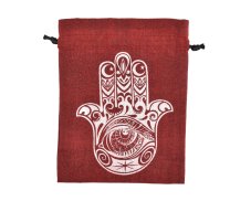 Dárkový stahovací pytlíček Hamsa - vínový - 11 x 14 cm