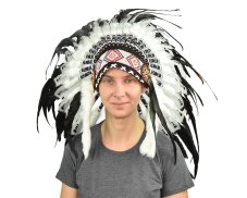 Indiánská čelenka černobílá var. B